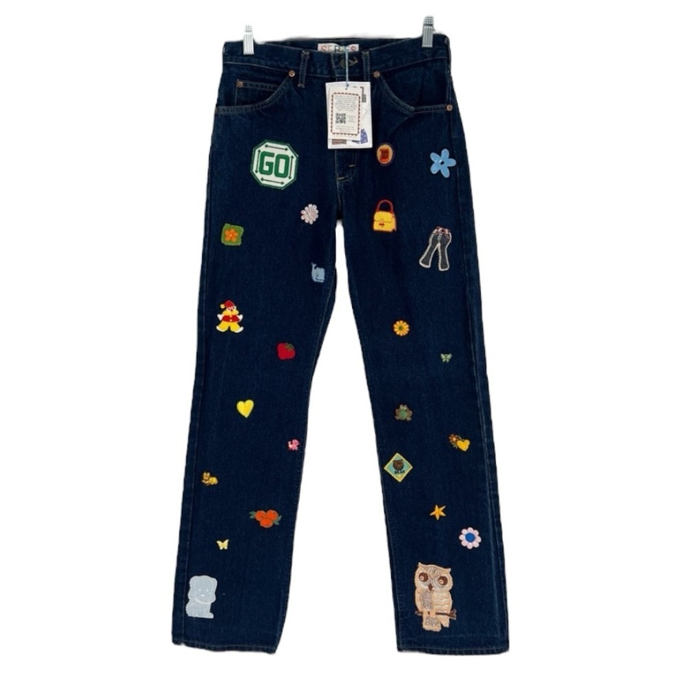 The Series NY Vintage Patchwork Dark Wash High Waist Straight Denim Jeans 28 NWT